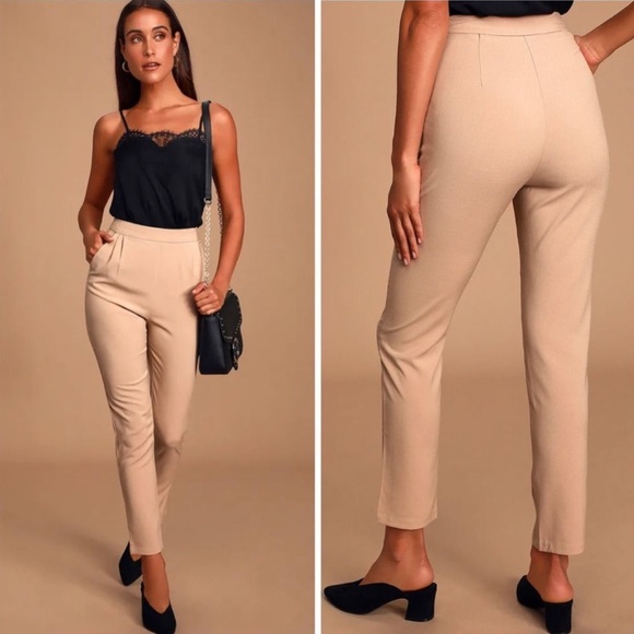 Lulus | Pants & Jumpsuits | Lulus Kick It Beige Highwaisted  display picture 1
